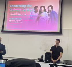 The Managing Director of Amazon Ads Canada speaking as a guest at York University SCS, engaging with students during a special event