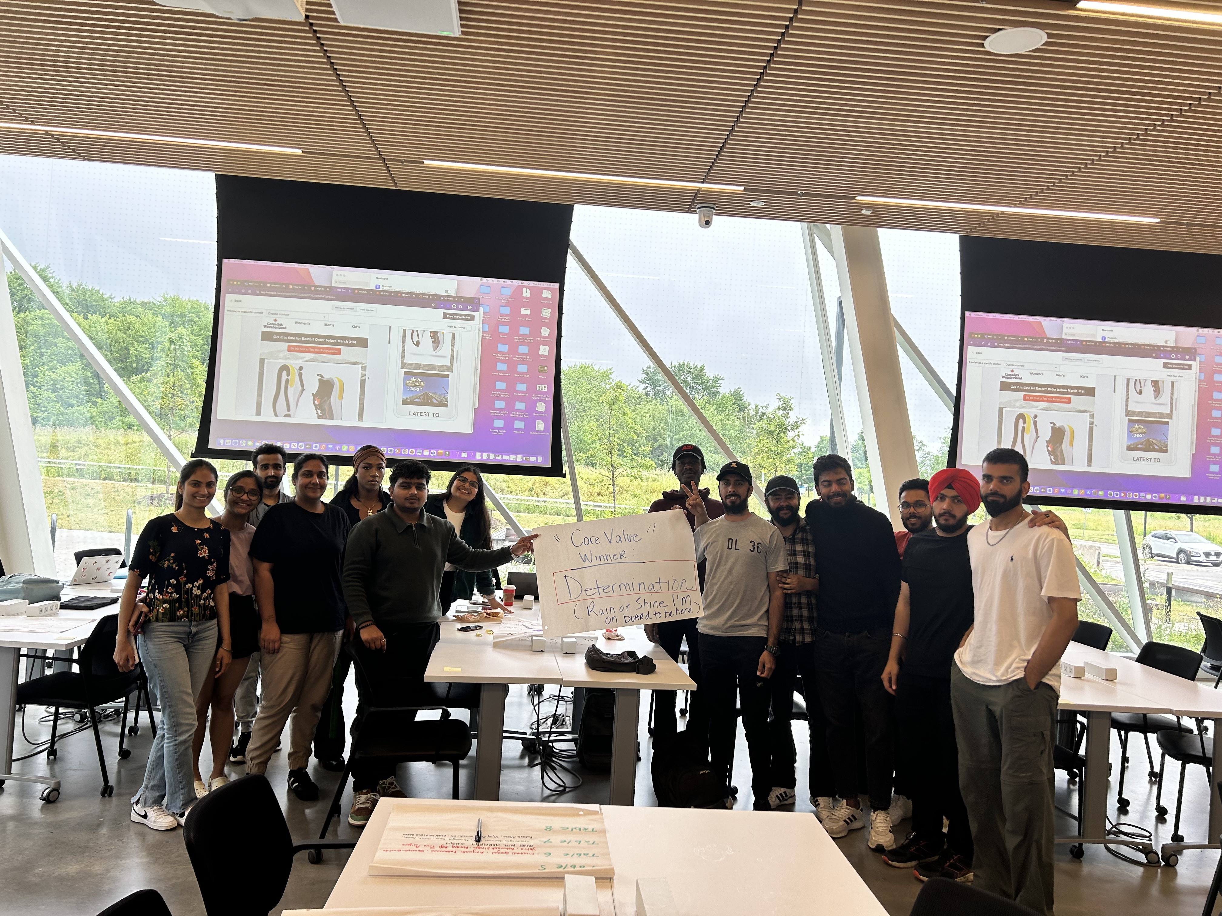 A group of students working on marketing project