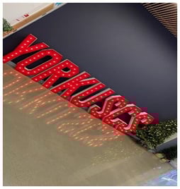 A red color “York U SCS “sign.