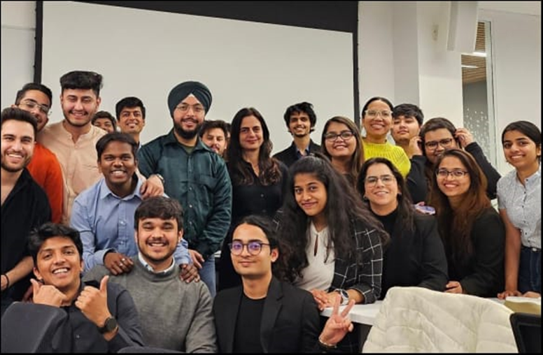 Prof. Rovena and a group of students at York University SCS