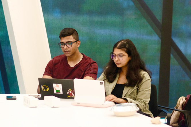Students studying together at York School of Continuing Studies