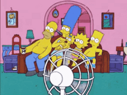The Simpson family following a fan movement on the couch 