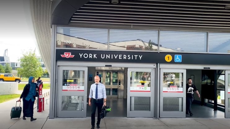 York University TTC Subway Station with people accessing it.