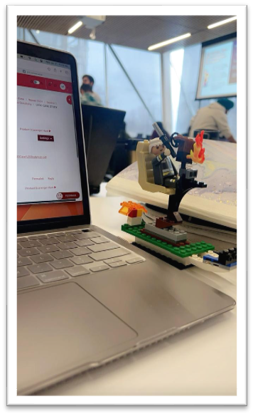 A group activity done in the classroom using Lego to facilitate a mind map.