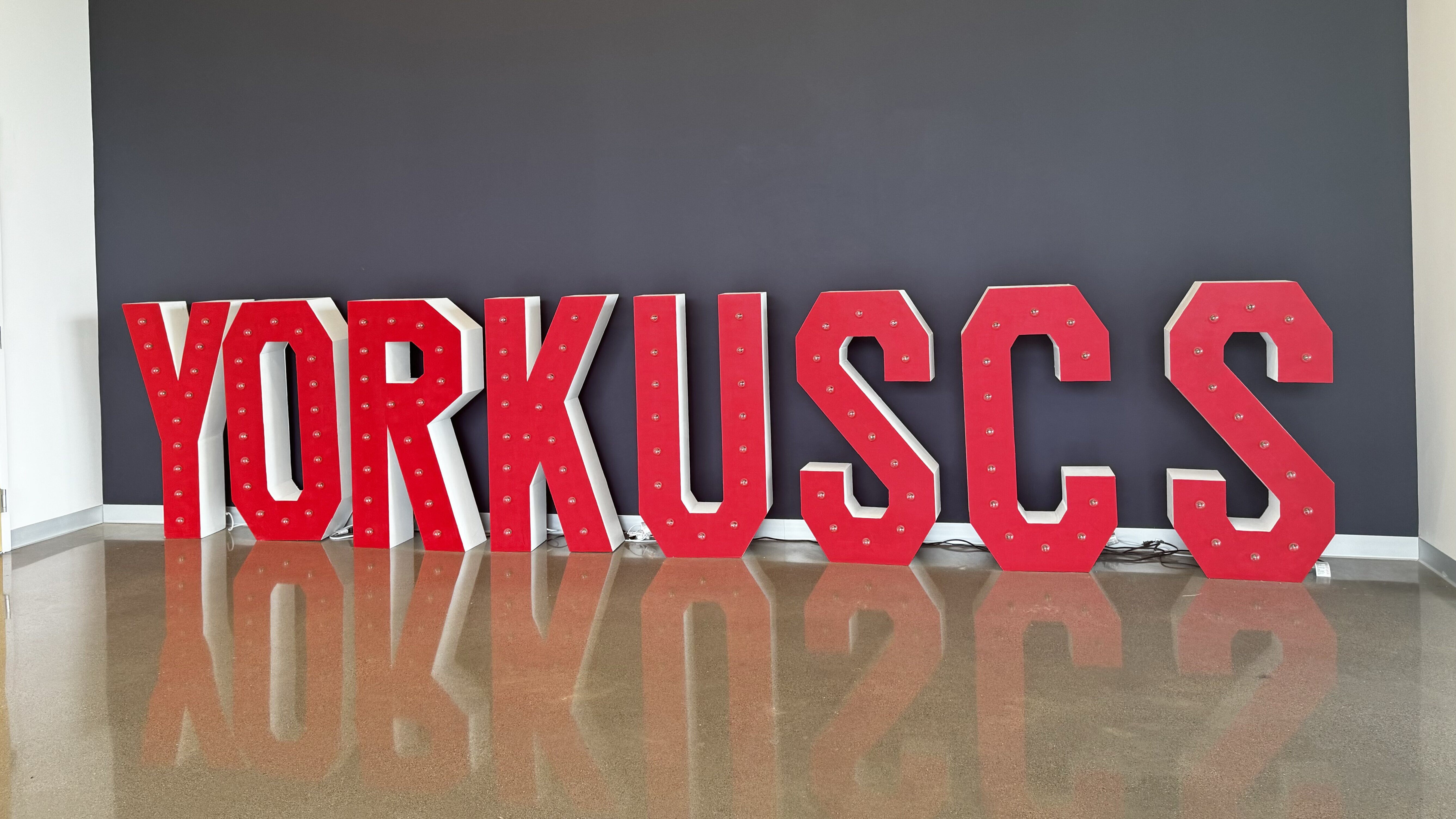 YorkU-SCS sign in the school lobby.
